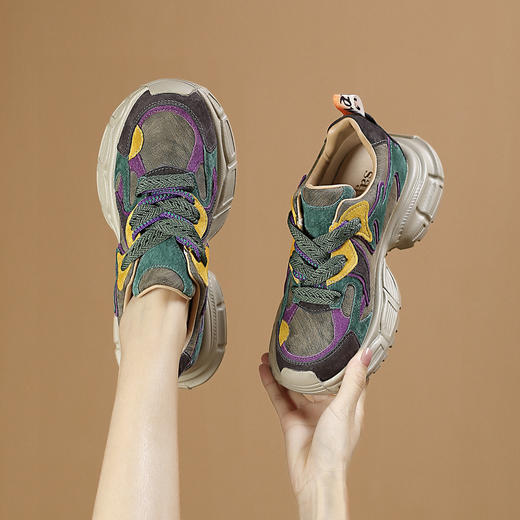 品质好货 | Safiya/索菲娅2023秋冬潮流运动反绒撞色国潮运动老爹鞋 SF33111745 商品图6