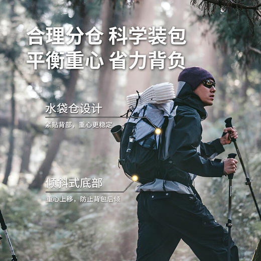 挪客（NatureHike）氢系列户外徒步登山背包大容量旅行双肩包防泼水 月影白/30L+5L 商品图5