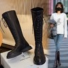 真皮骑士靴女2023冬季新款加绒长筒靴粗跟系带高筒靴休闲百搭女靴 商品缩略图0
