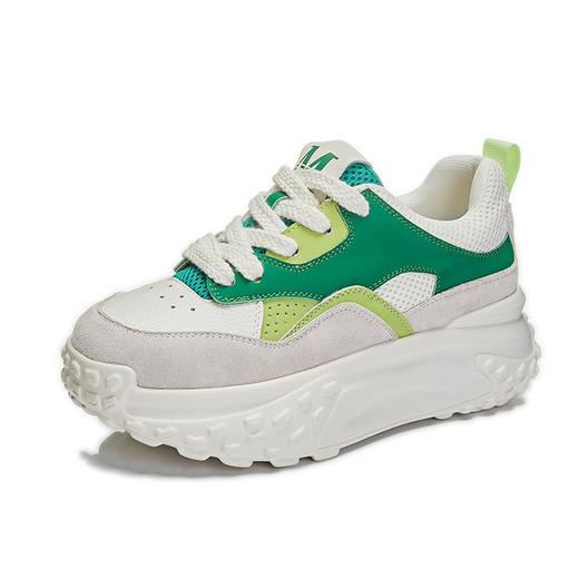 加绒真皮老爹鞋女2023秋季新款女士厚底运动鞋休闲百搭小白鞋女潮 商品图4