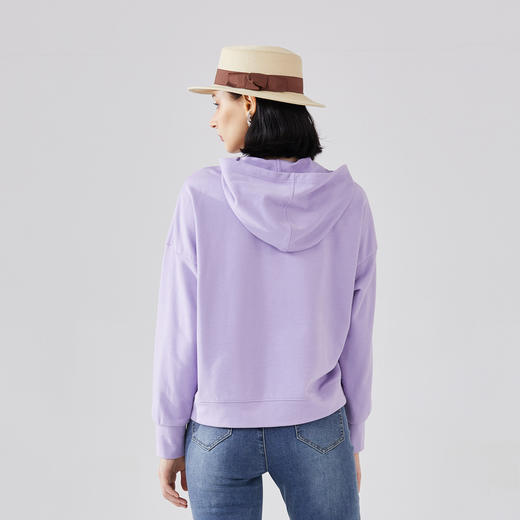 谜底连帽卫衣女2024春季新款学院风绣花宽松中长款上衣241MV0053 商品图2