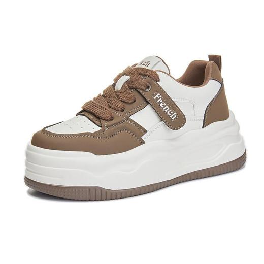 真皮小白鞋女2024春季新款女式休闲单鞋圆头系带板鞋厚底鞋女百搭 商品图4