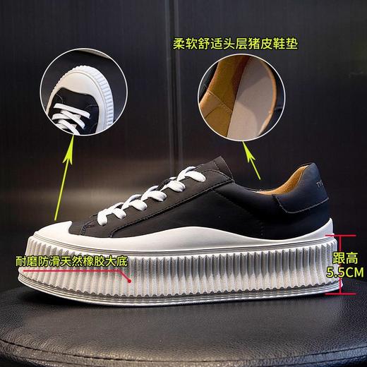 小白鞋女真皮春季2024新款女士休闲饼干鞋厚底单鞋女增高平底女鞋 商品图1