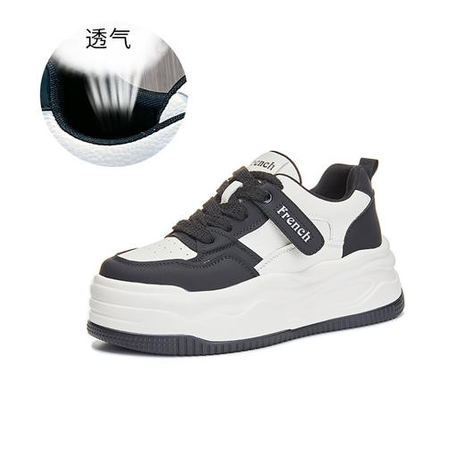 真皮小白鞋女2024春季新款女式休闲单鞋圆头系带板鞋厚底鞋女百搭 商品图6