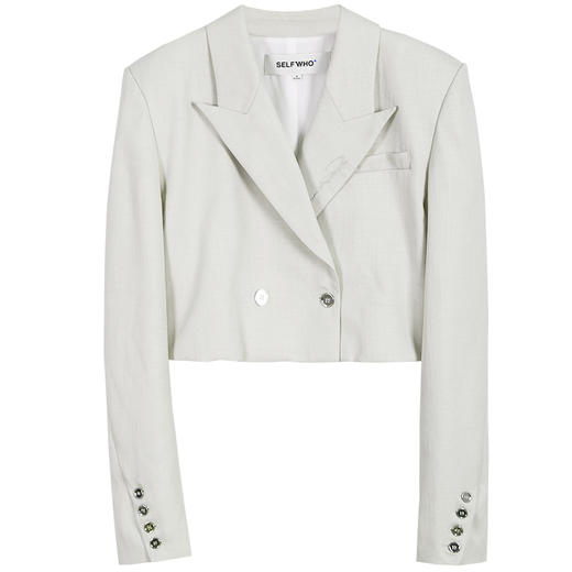 Self Who烟灰绿色西装外套女2024早春新款休闲宽松设计感短款西服 商品图4