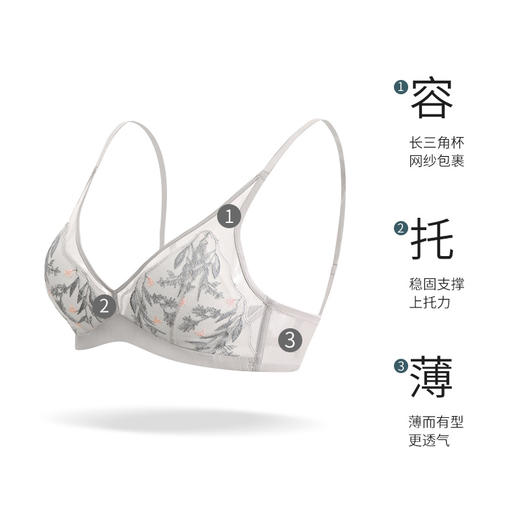 金三塔真丝内衣女聚拢无钢圈文胸精致刺绣高级撞色内衣内裤套装   NZFEA303/NZFEA202 商品图1