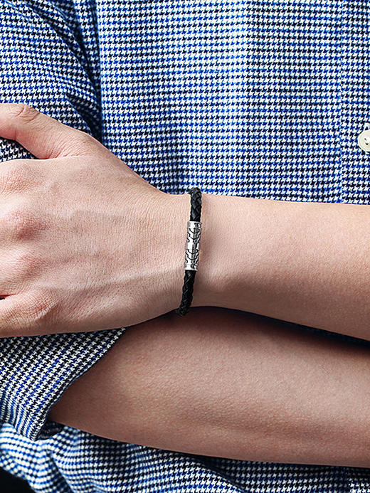 【远方手绳】Fanci范琦男士银手链编织串珠情侣手绳手链 商品图2