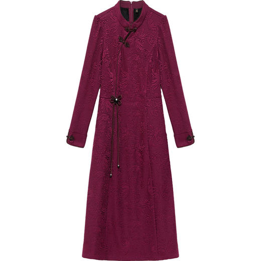 中长款加绒印花时尚连衣裙立领长袖修身洋气旗袍裙QYM-OMS-PB3170-L 商品图4