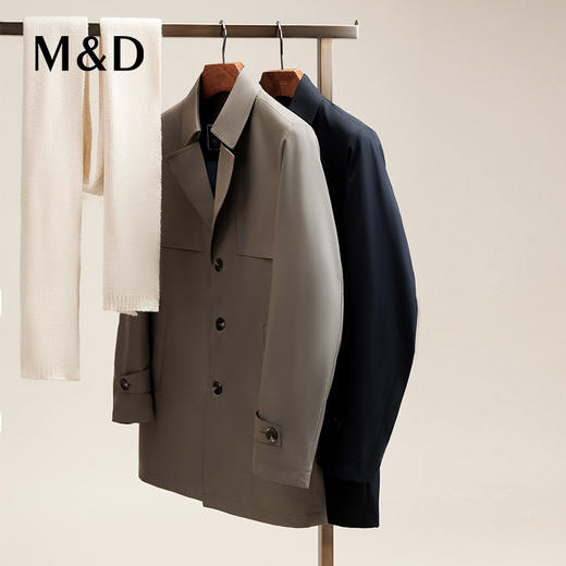 MD名盾男士中长款风衣外套秋冬商务休闲平驳领防风爸爸装夹克长款 商品图2