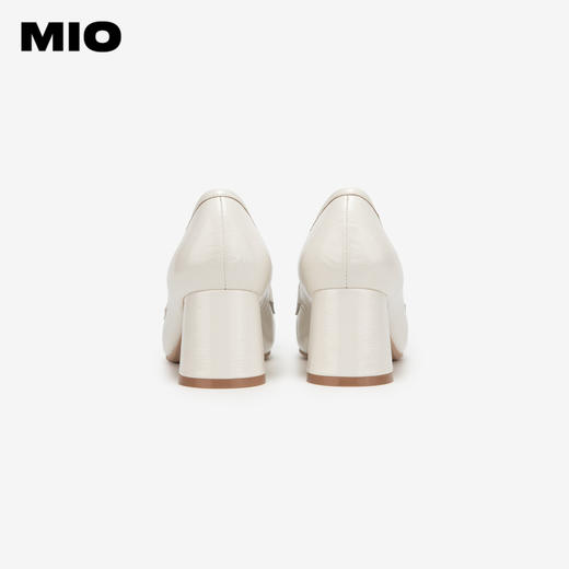 MIO米奥春季方头高跟豆豆鞋牛皮革复古通勤乐福鞋女鞋M241561801 商品图4