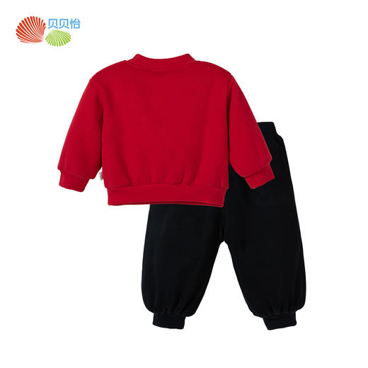 贝贝怡男童新年拜年服套装儿童过年大红加绒卫衣女大童中国风冬装ZB1DT005 商品图6