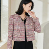 剩XL/XXL 米思阳2026春季新款名媛小香风粗花呢短外套拼接保暖搭配上衣0074 商品缩略图1