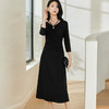 剩S/M/L 米思阳2026春季新款赫本风气质挂脖连衣裙褶皱修身镂空小黑裙0128 商品缩略图2