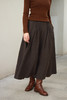 绽放031朵/深咖极简风半松紧腰精致塔克亚麻色织中长款棉麻半身裙 商品缩略图5