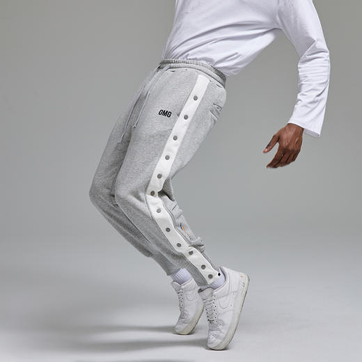 J-EMCK1951omg潮牌 宽松束脚休闲针织卫裤健身长裤侧排扣裤男士运动裤子春秋 商品图7