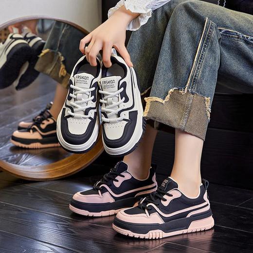 真皮小白鞋女2024春季新款平底拼色女鞋时尚休闲鞋百搭鞋子女板鞋 商品图0