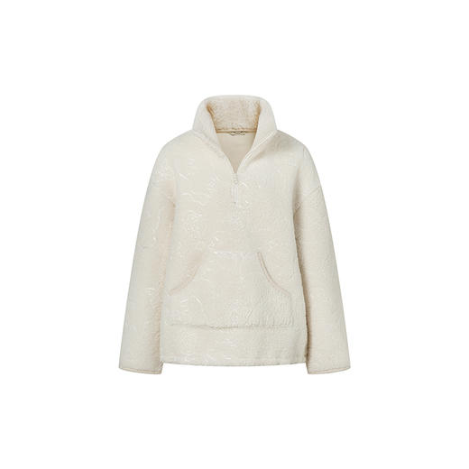 HeyDress半拉链卫衣女秋冬颗粒绒玫瑰提花外套宽松套头加厚短上衣 商品图4