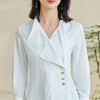 米思阳2024春季新款时尚设计感白色衬衫飘带不规则v领上衣女0240 商品缩略图4