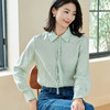 剩XL/XXL 米思阳2026春季新款新中式气质提花衬衫缎感直筒修身绿色上衣0065 商品缩略图0