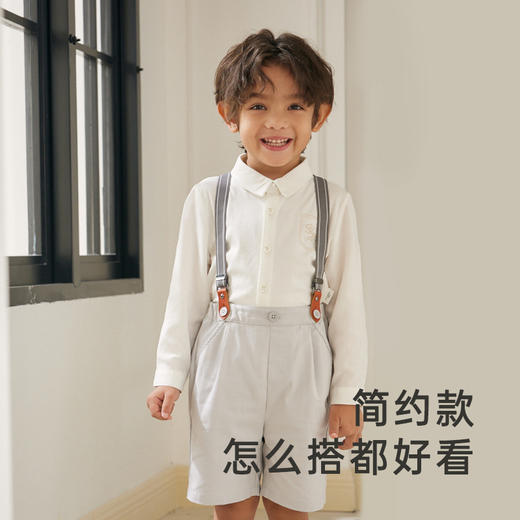 【高定系列】英氏童装典雅刺绣百搭白衬衫春夏速干透气休闲上衣 商品图1