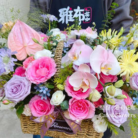 【美好生活】粉色系高端手提花篮，超大号高端大气款