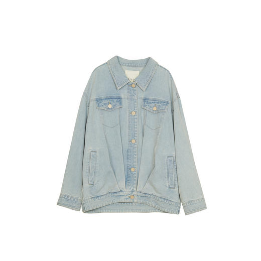 谜底牛仔外套女2024春季新款复古重工绣花大廓形中长款241MW0046 商品图4