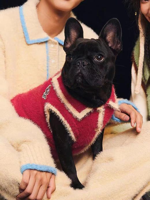 mostwantedlab彩虹/MWL-2334212/小花仿貂毛撞色Polo领家居背心宠物毛衣 商品图1