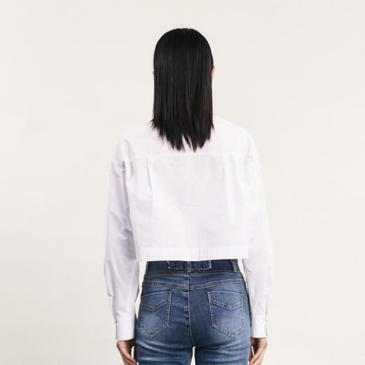 谜底短款衬衫女2024春季新款时尚纯棉绣花宽松衬衣长袖241MC0078 商品图2