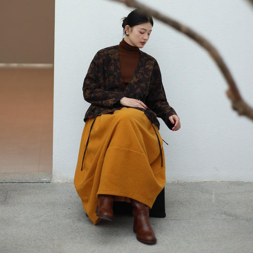 绽放019朵/2024新款新中式天丝羊毛棉提花优雅高贵老钱风复古外套 商品图2