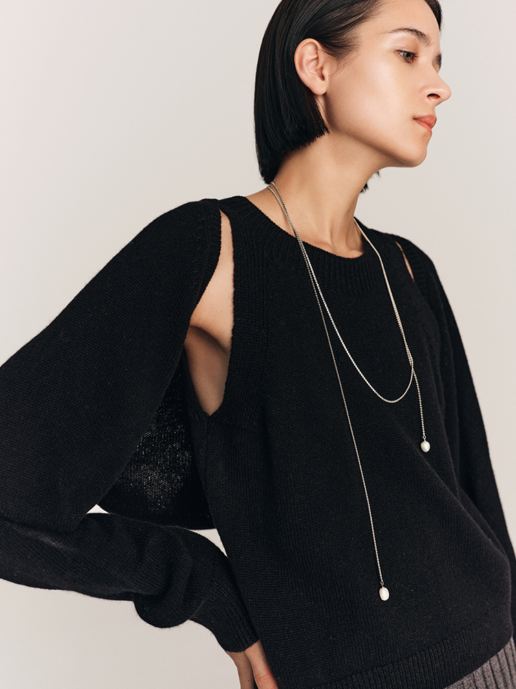 四种穿法 羊绒羊毛混纺两件套针织外套背心FJ492623O