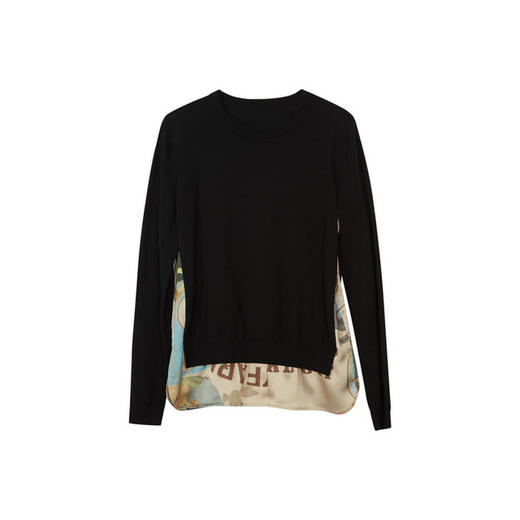 谜底套头针织衫女2024春新款复古时尚圆领修身下摆拼接241MZ0341 商品图4