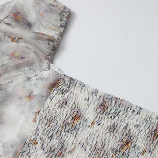 气质方领碎花荷叶边长袖衬衫春季新款都市通勤短款衬衣V0540392 商品图5