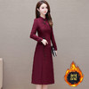 中长款加绒印花时尚连衣裙立领长袖修身洋气旗袍裙QYM-OMS-PB3170-L 商品缩略图2
