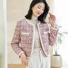 米思阳 春季新款温柔高定小香风短外套拼接保暖粗花呢上衣女 商品缩略图1