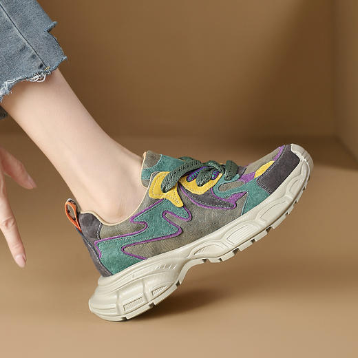 品质好货 | Safiya/索菲娅2023秋冬潮流运动反绒撞色国潮运动老爹鞋 SF33111745 商品图5