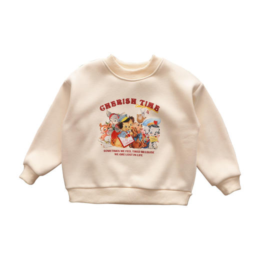 【69.9/任选2件！】女童加绒圆领卫衣，儿童洋气卡通一体奥粒绒，保暖休闲套头上衣深秋冬 商品图9