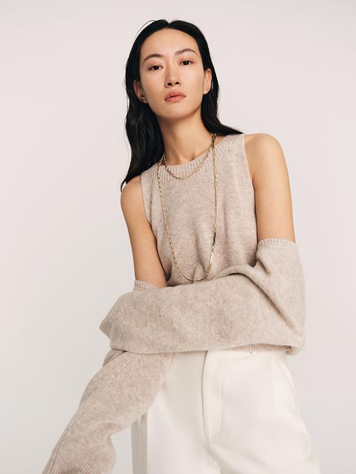 四种穿法 羊绒羊毛混纺两件套针织外套背心FJ492623O 商品图8