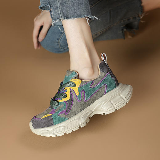 品质好货 | Safiya/索菲娅2023秋冬潮流运动反绒撞色国潮运动老爹鞋 SF33111745 商品图8