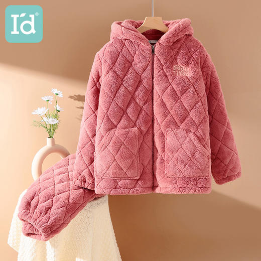 爱帝女士冬款三层夹棉加厚保暖休闲连帽家居服套装 商品图0