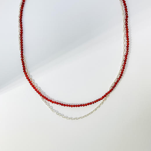 ELOANE GALLERY 落岸Orient系列红玛瑙串珠双层意大利工艺S925纯银项链【7天内发货】 商品图2