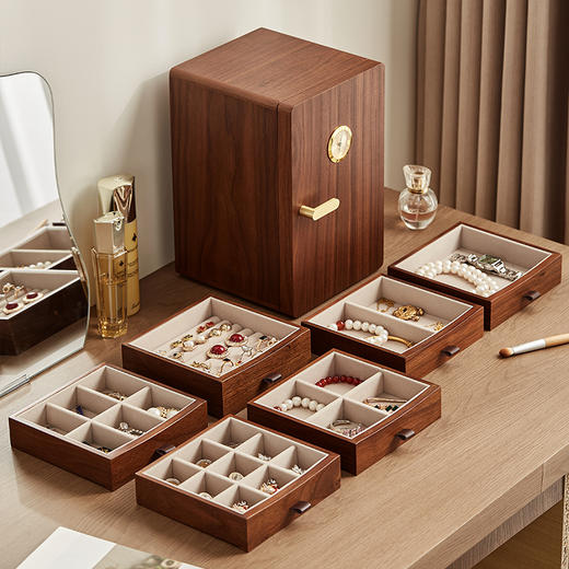 初心| 防氧化首饰盒竖款胡桃色 商品图3