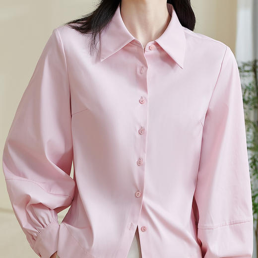 剩2XL 米思阳2026春季新款简约休闲纯色衬衫修身弹力搭配职业上衣0060 商品图4