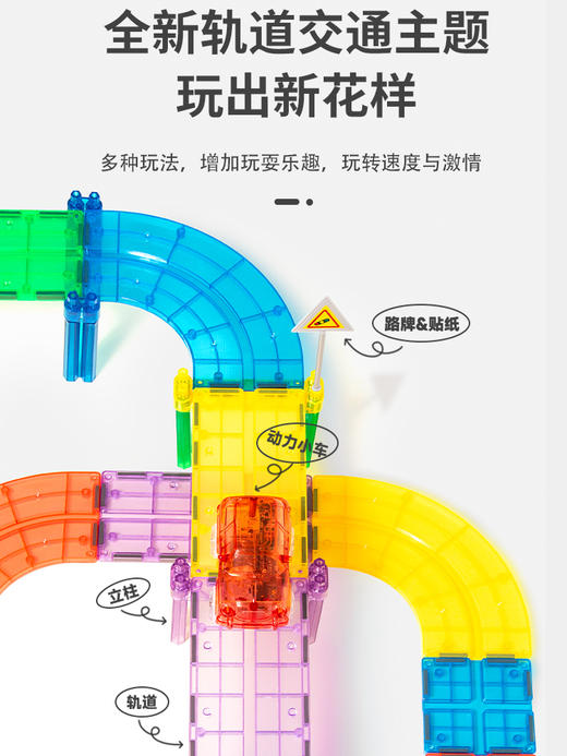 彩窗磁力片三合一 管道磁力片/轨道磁力片 180片礼盒 商品图3