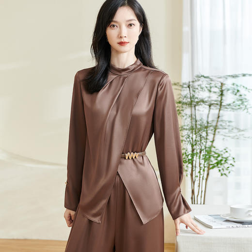 剩L/XL 米思阳【醋纤衬衫】2026春季新款时尚高级感不规则开叉设计衬衣女0091 商品图0