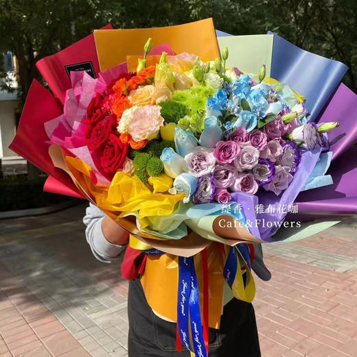 【彩虹金焰】美好祝福渐变色海派大花束 商品图0