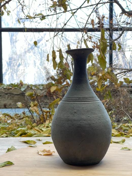 灰陶弦纹玉壶春瓶，顺丰包邮 商品图1