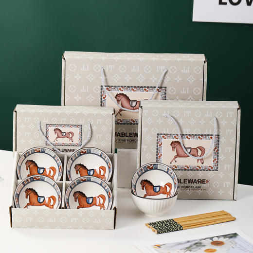 【百柿可乐❗️马年限定餐具礼盒】动动碗筷纳福开运，创意陶瓷筷子套装伴手礼礼品碗，新年礼盒年货礼盒 商品图4