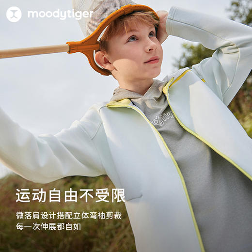 【专属】moodytiger男童空气层外套24年春季新品连帽宽松户外运动服41110401 商品图3