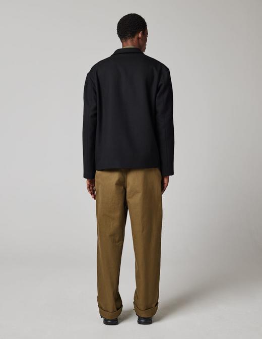 Margaret Howell  男士卡其绿单褶直筒裤 商品图1