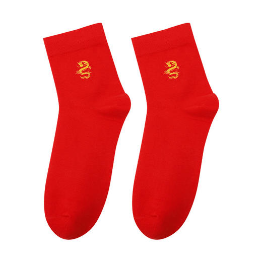 浪莎本命年红袜子女属龙年纯棉秋冬季中筒袜结婚情侣红色男士礼物 心选到家 商品图4